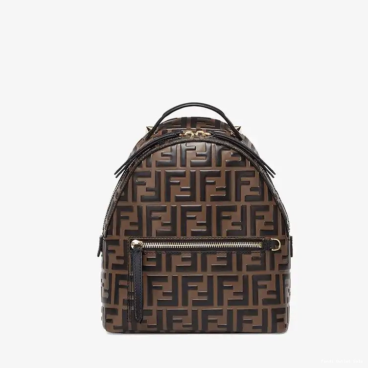 Cheap FF Nappa Leather Motif Backpack Brown Mini Fendi In 0614